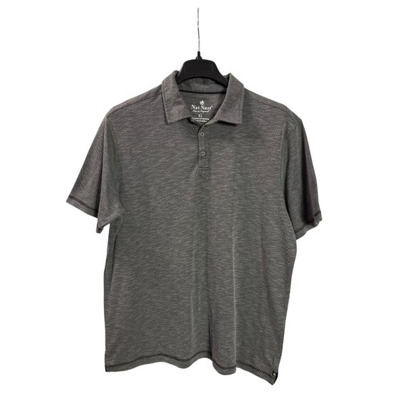 Nat Nast Mens Gray Polo Shirt XL Lightweight Short Sleeve Casual Wear Cotton Ble - Picture 1 of 4